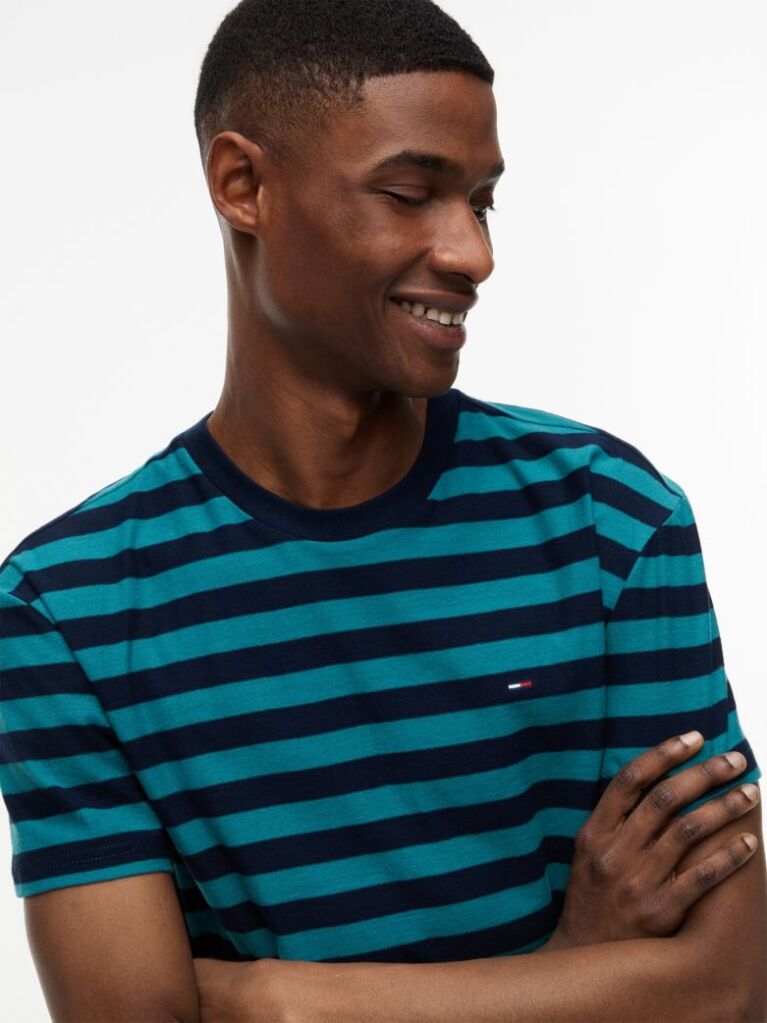 Multi Tommy Flag Stripe Jersey T-Shirt  Men