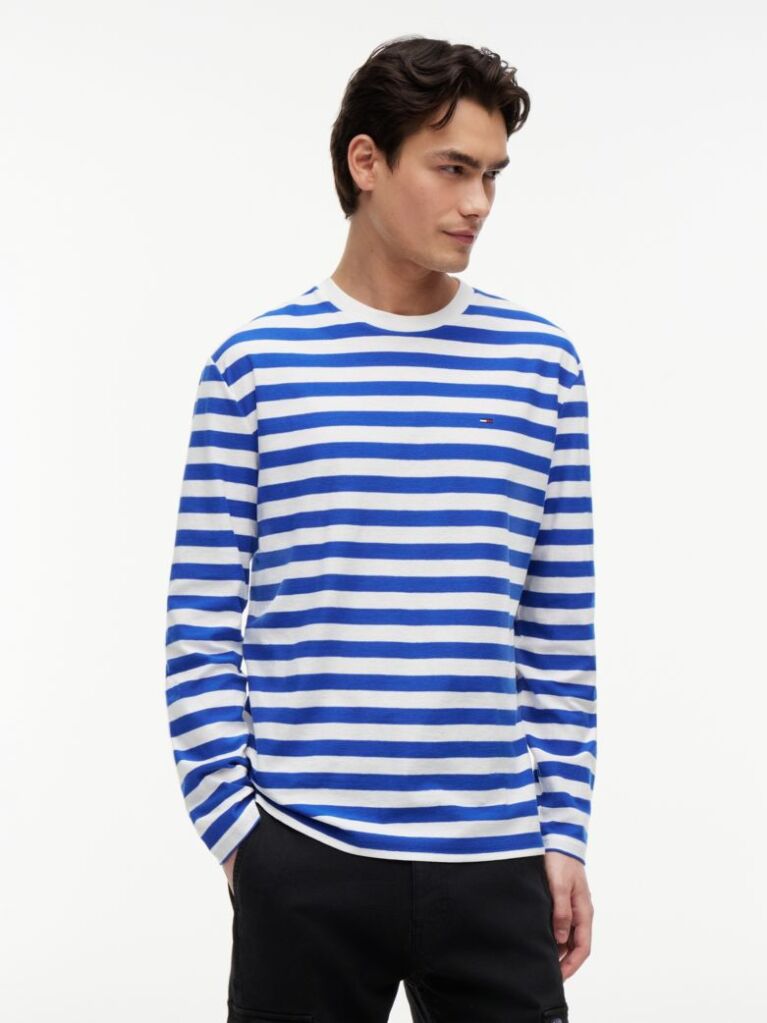 Multi Tommy Flag Stripe Long Sleeve T-Shirt  Men