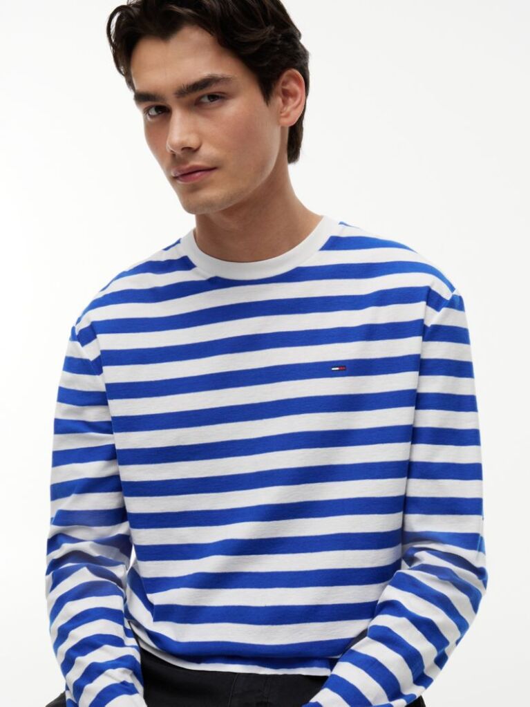 Multi Tommy Flag Stripe Long Sleeve T-Shirt  Men