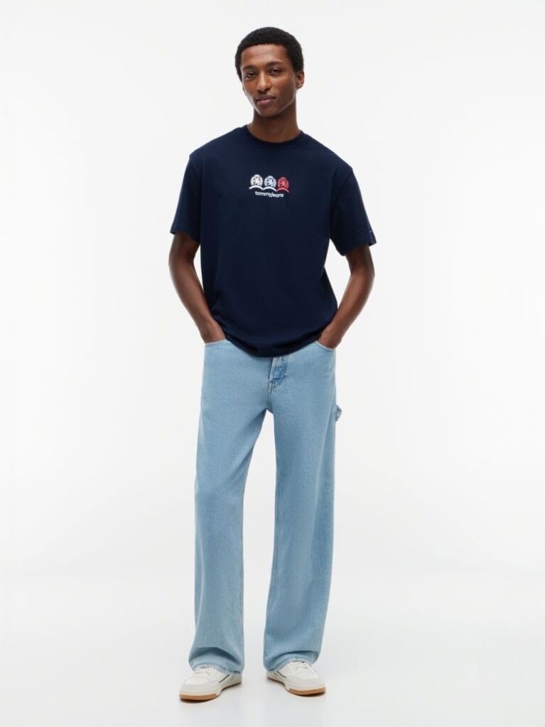 Blue Back Repeat Crest Logo Relaxed T-Shirt  Men