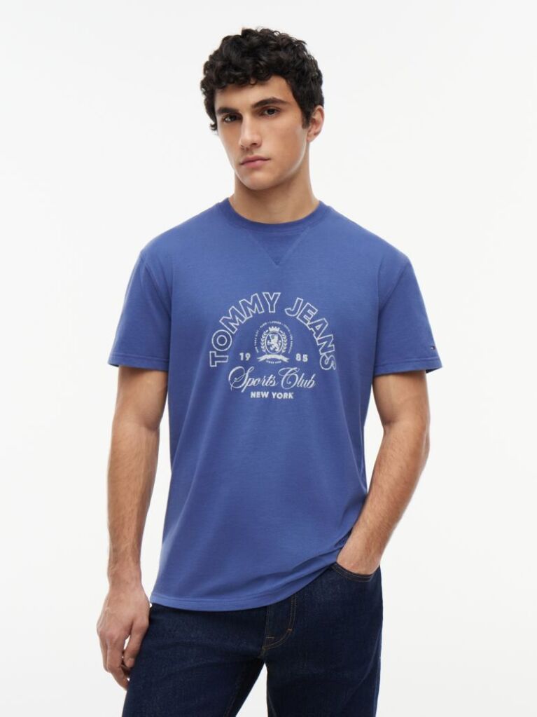 Blue Crest Logo Peached Jersey T-Shirt  Men