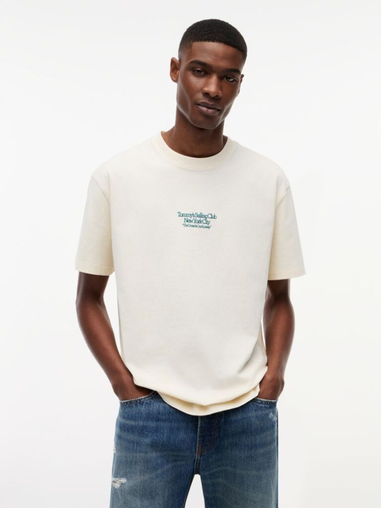 Beige Back Graphic Relaxed Jersey T-Shirt  Men
