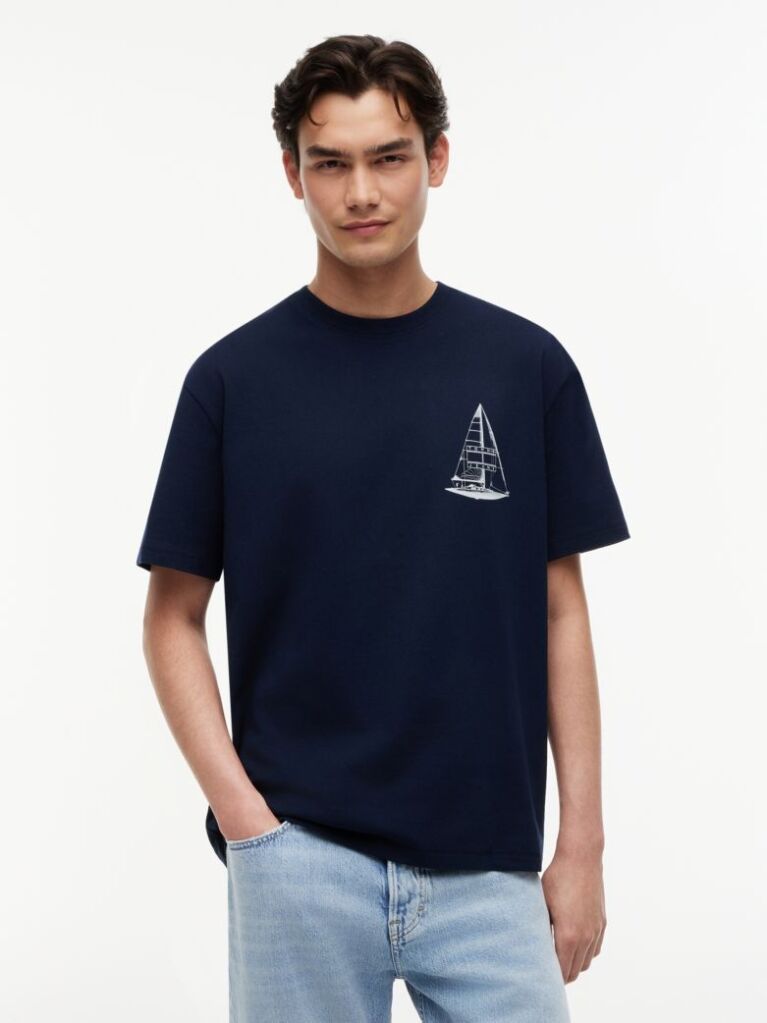 Blue Back Graphic Relaxed Jersey T-Shirt  Men