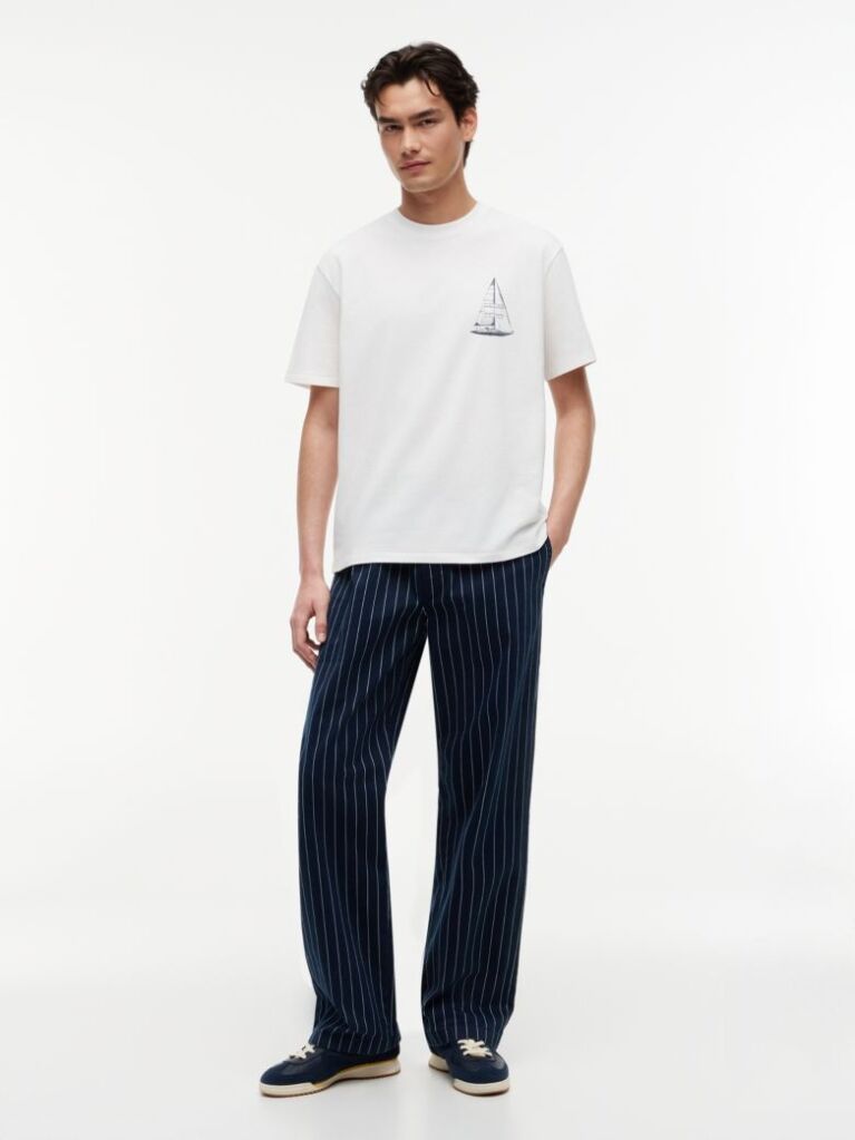 White Back Graphic Relaxed Jersey T-Shirt  Men