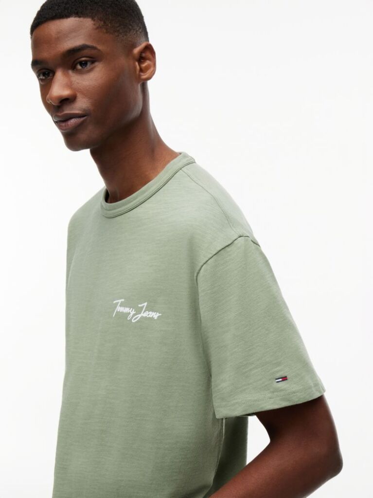 Green Back Graphic Textured Relaxed T-Shirt  Men
