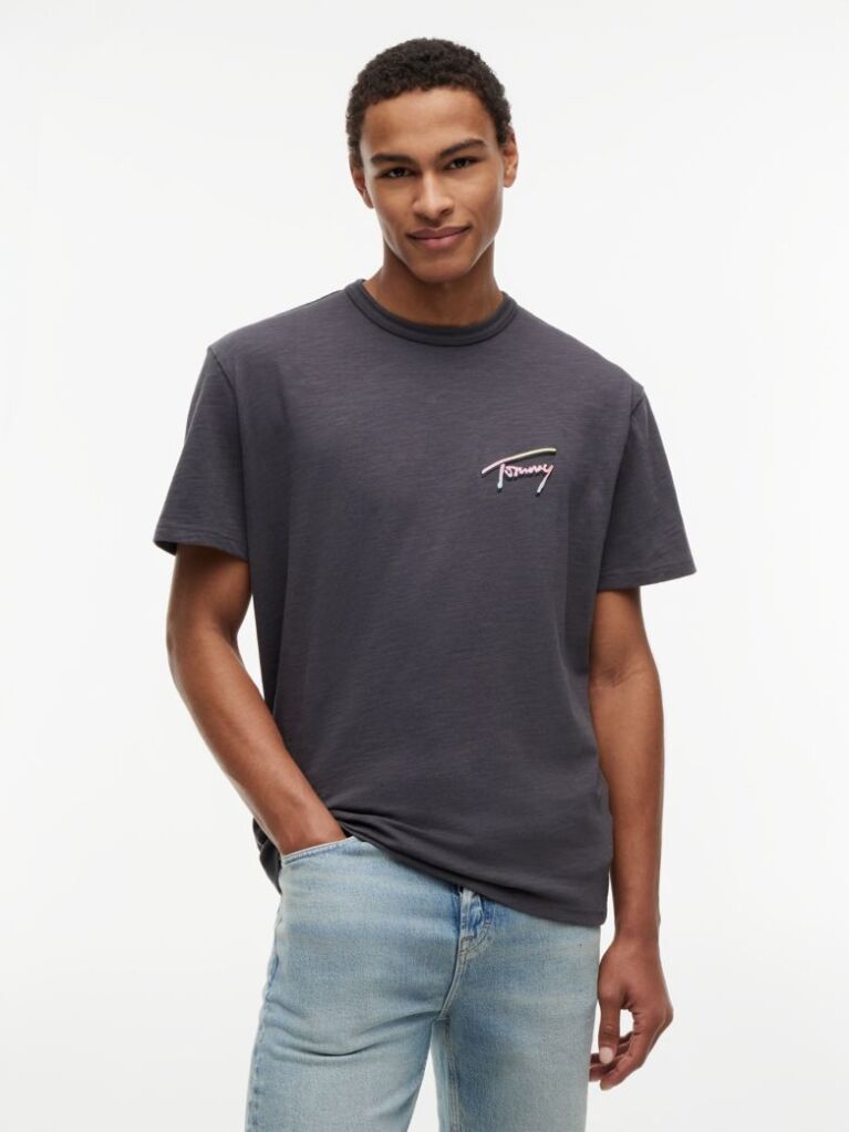 Grey Back Graphic Textured Relaxed T-Shirt  Men