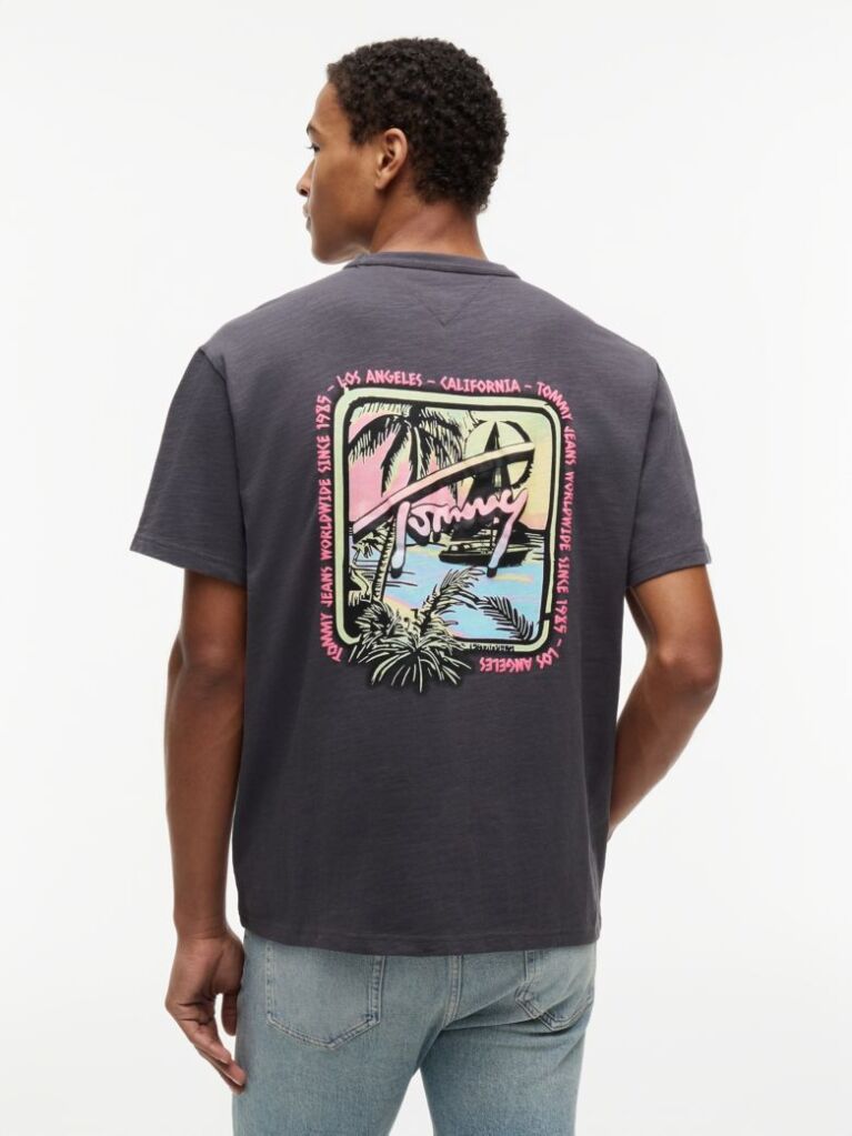 Grey Back Graphic Textured Relaxed T-Shirt  Men