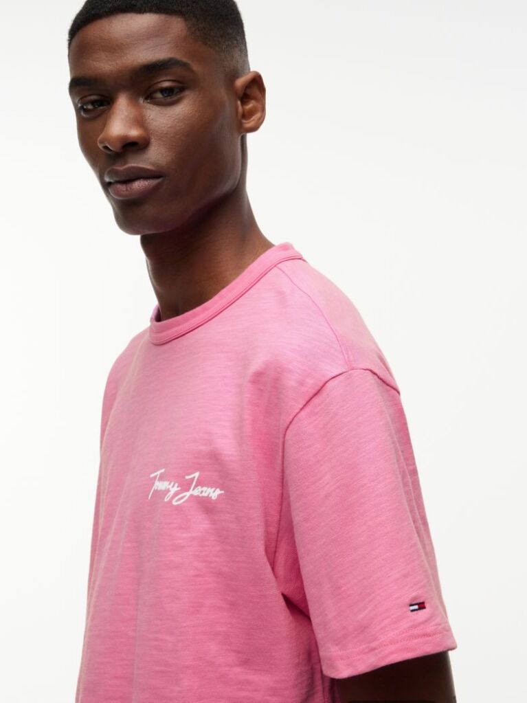 Pink Back Graphic Textured Relaxed T-Shirt  Men