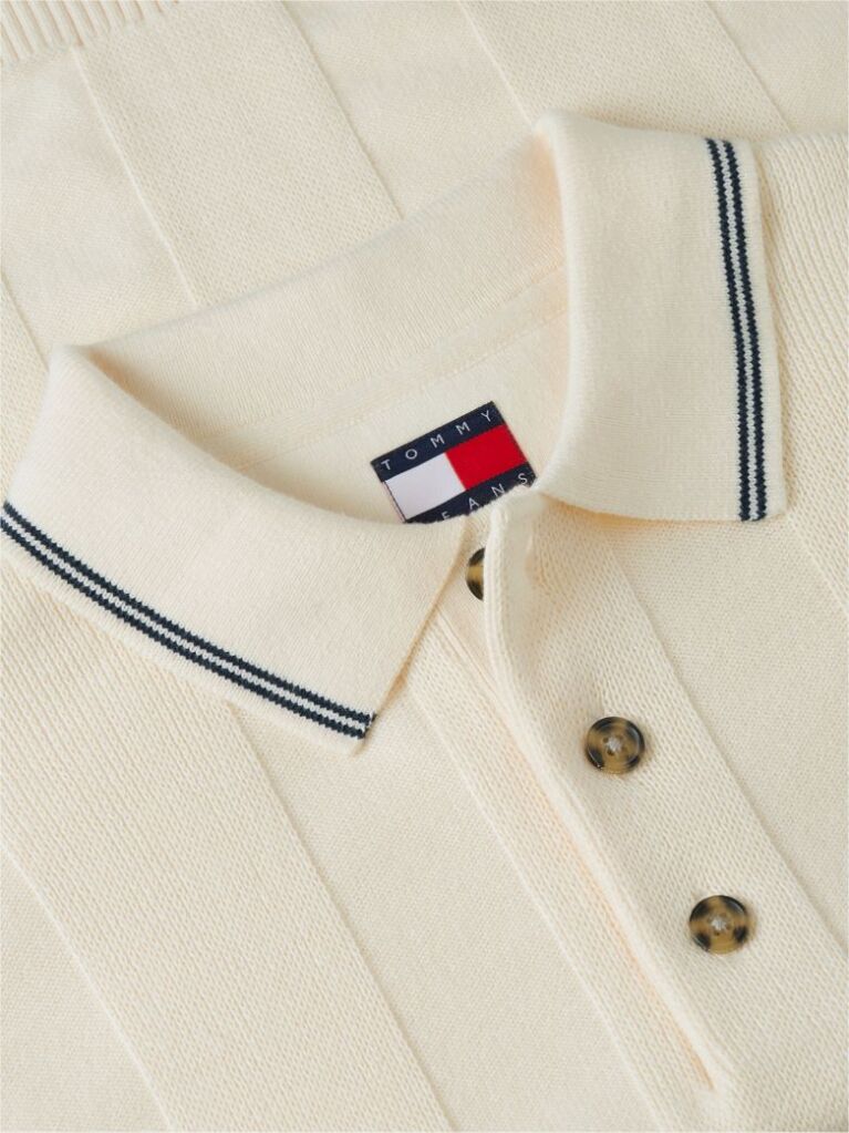 Beige Regular Fit Textured Knit Polo Shirt  Men