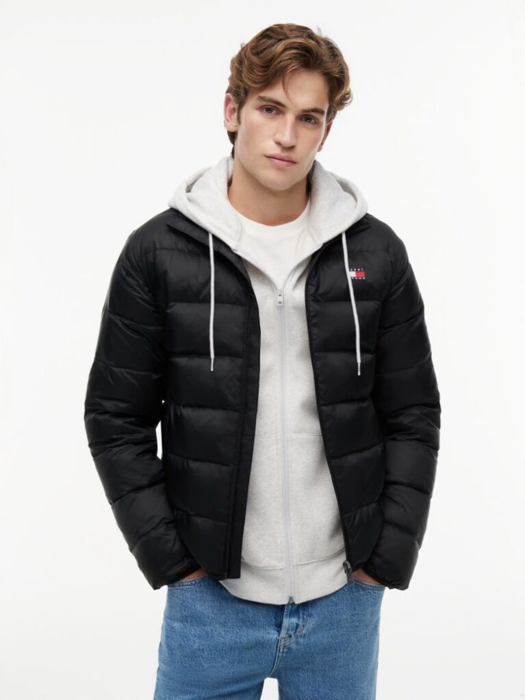 Black Packable Lightweight Down Ripstop Relaxed Jacket  Men