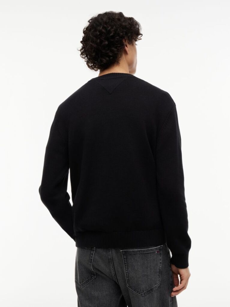 Black Regular Flag Crew Neck Sweater  Men