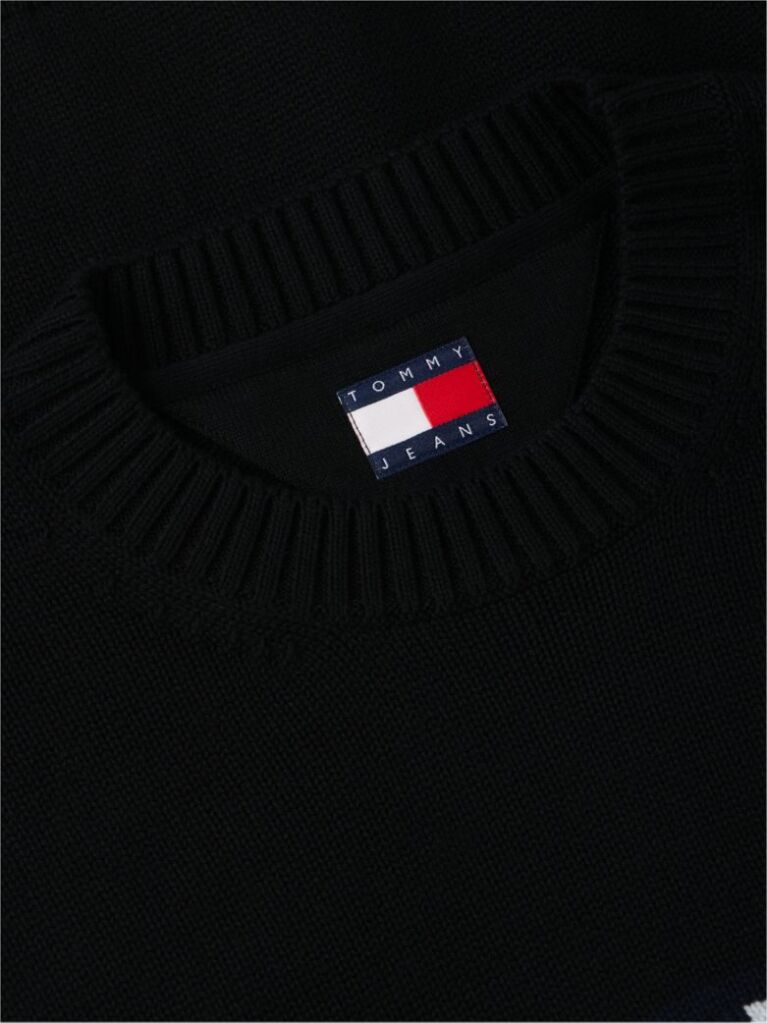 Black Regular Flag Crew Neck Sweater  Men