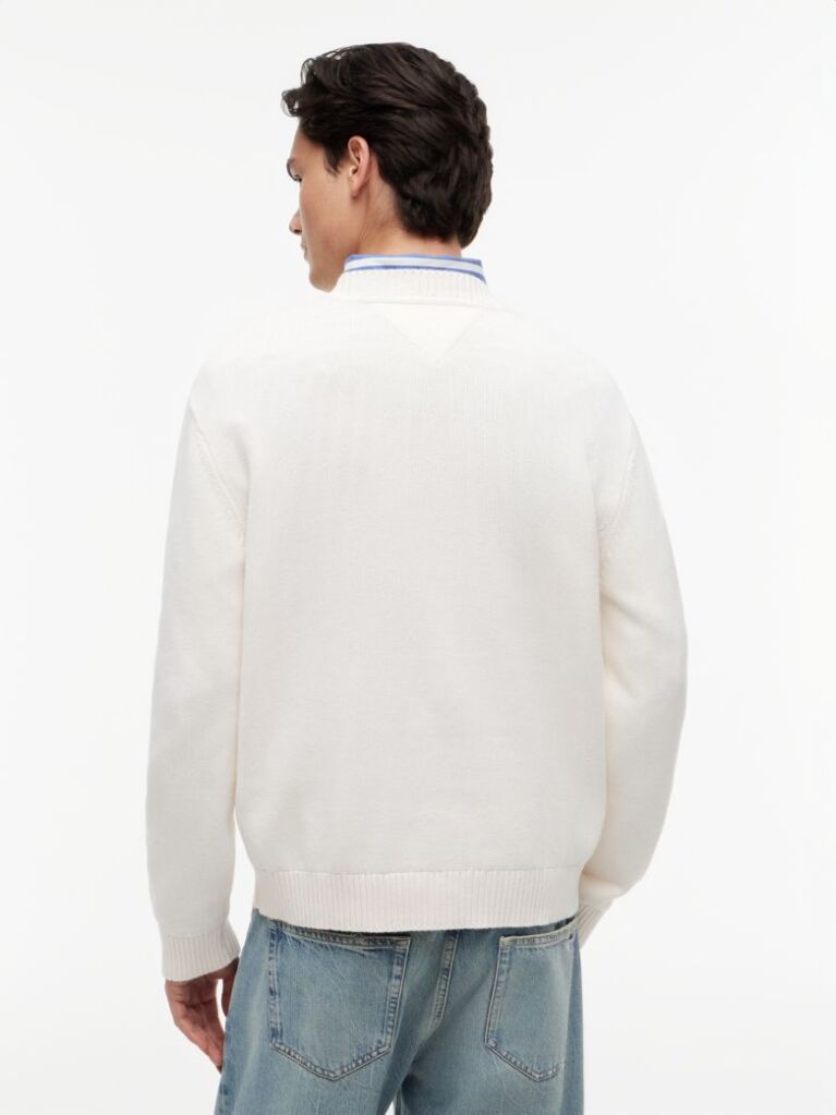 White Regular Flag Crew Neck Sweater  Men