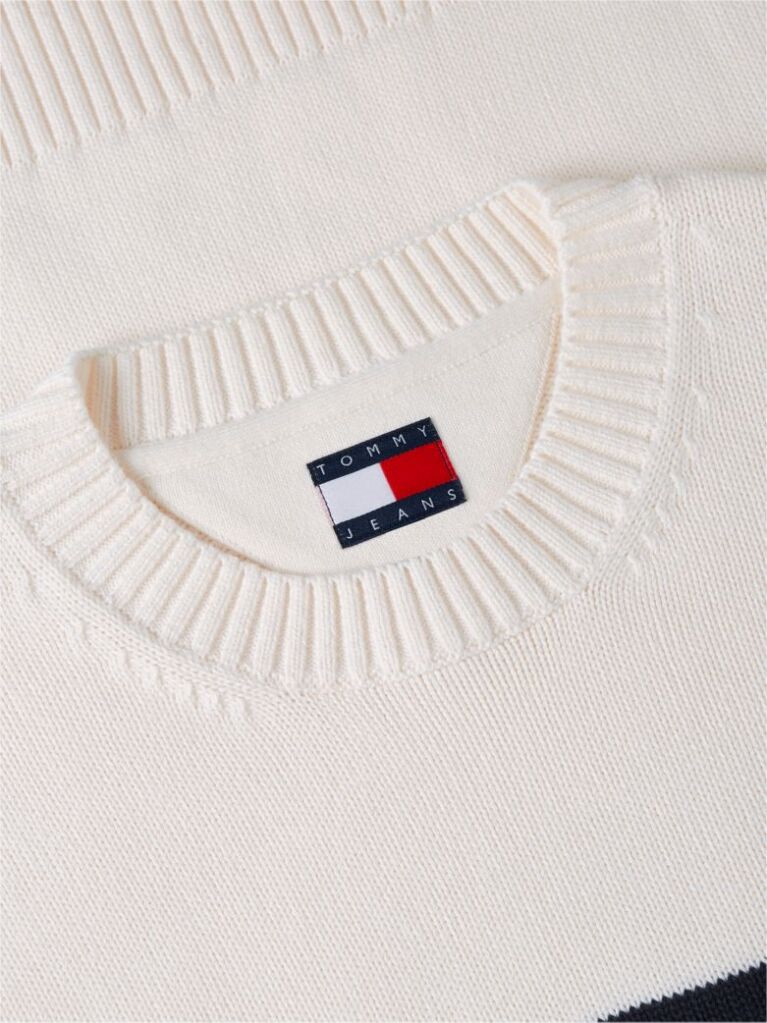 White Regular Flag Crew Neck Sweater  Men