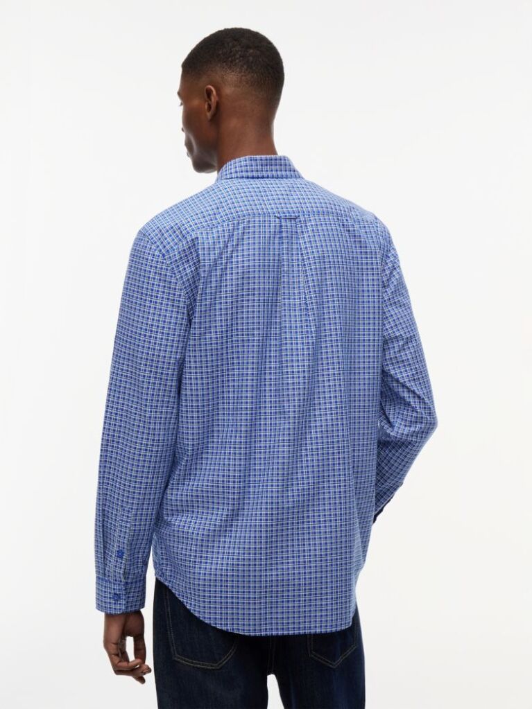 Blue Regular Fit Pattern Poplin Shirt  Men
