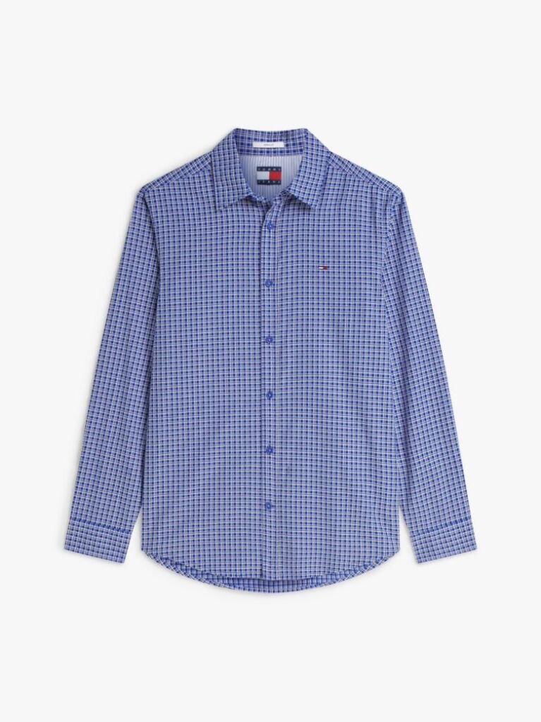Blue Regular Fit Pattern Poplin Shirt  Men