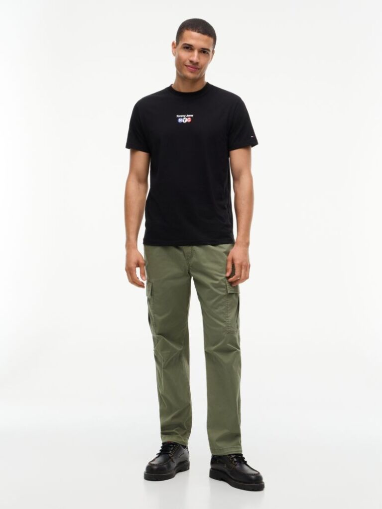 Μαύρο T-Shirt Με Λογότυπο Σε Slim Γραμμή Με Κλασική Λαιμόκοψη  Άνδρες