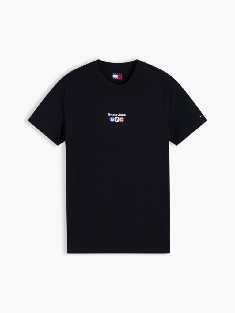 Μαύρο T-Shirt Με Λογότυπο Σε Slim Γραμμή Με Κλασική Λαιμόκοψη  Άνδρες