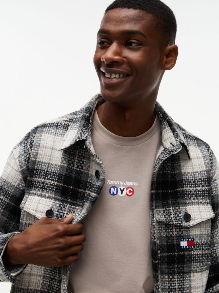 Καφέ T-Shirt Με Λογότυπο Σε Slim Γραμμή Με Κλασική Λαιμόκοψη  Άνδρες