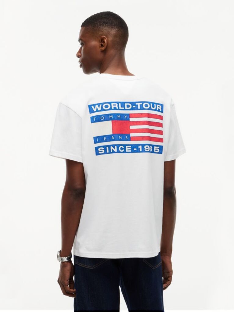 Μπεζ Άνετο T-Shirt Με Πίσω Signature Λογότυπο  Άνδρες