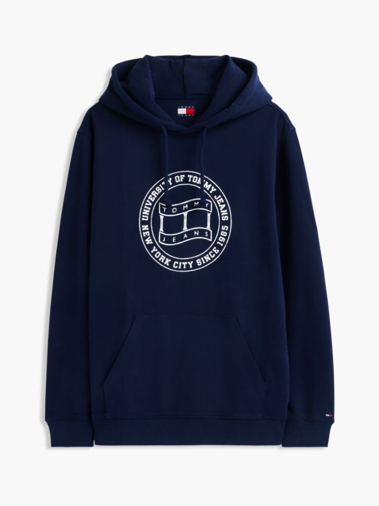 Blue Wavy Flag Graphic Terry Drawstring Hoody  Men