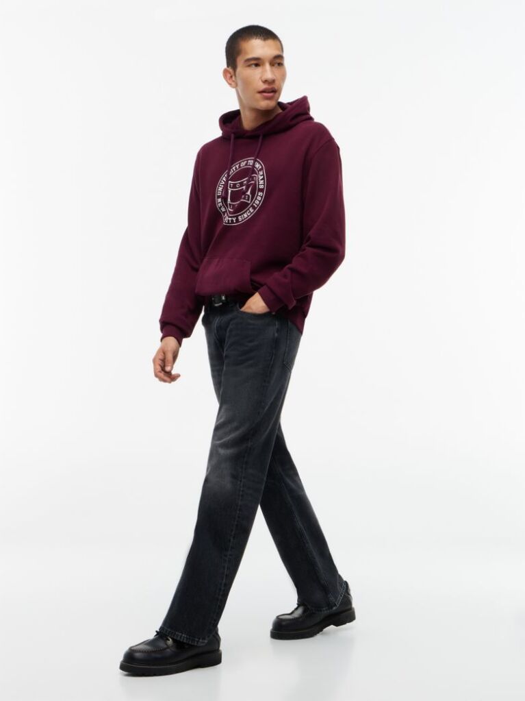 Purple Wavy Flag Graphic Terry Drawstring Hoody  Men