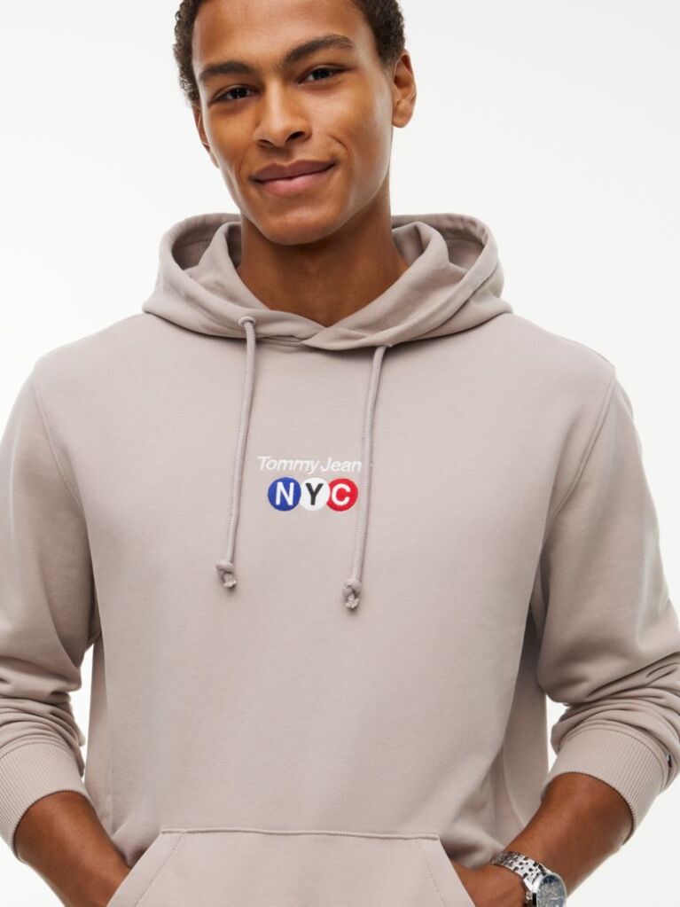 Brown Logo Embroidery Terry Drawstring Hoody  Men