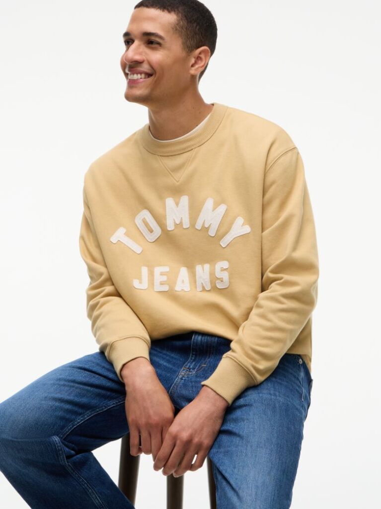 Beige Classic Logo Brushed Fleece Relaxed Sweatshirt  Men