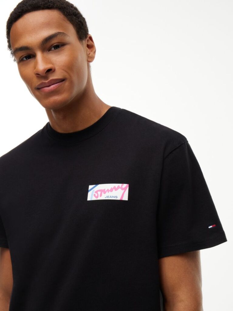 Μαύρο Άνετο T-Shirt Με Signature Λογότυπο  Άνδρες