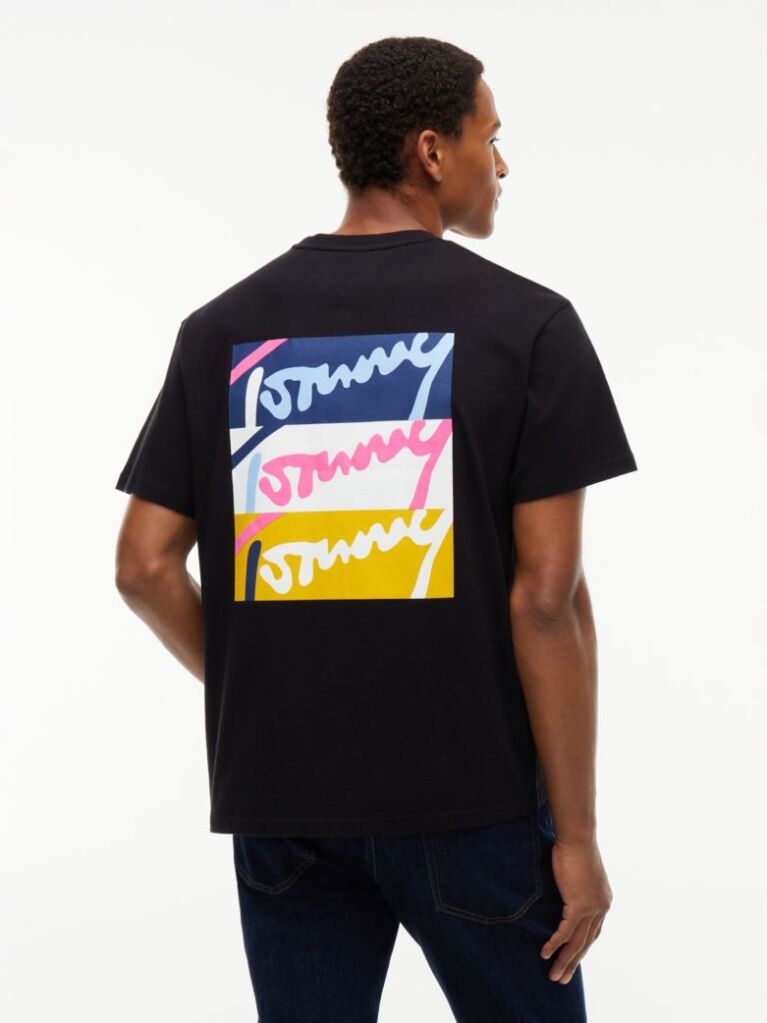 Μαύρο Άνετο T-Shirt Με Signature Λογότυπο  Άνδρες