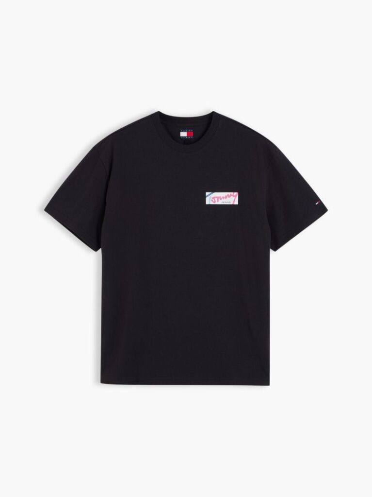 Μαύρο Άνετο T-Shirt Με Signature Λογότυπο  Άνδρες
