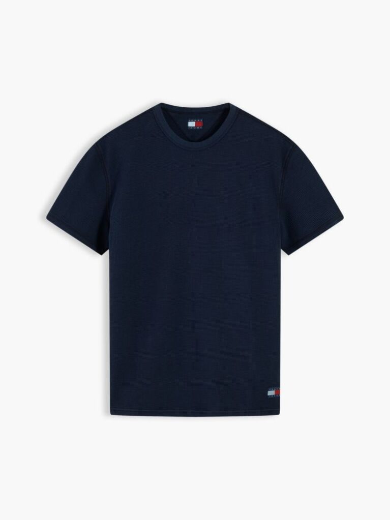 Blue Washed Ottoman Waffle Knit T-Shirt  Men