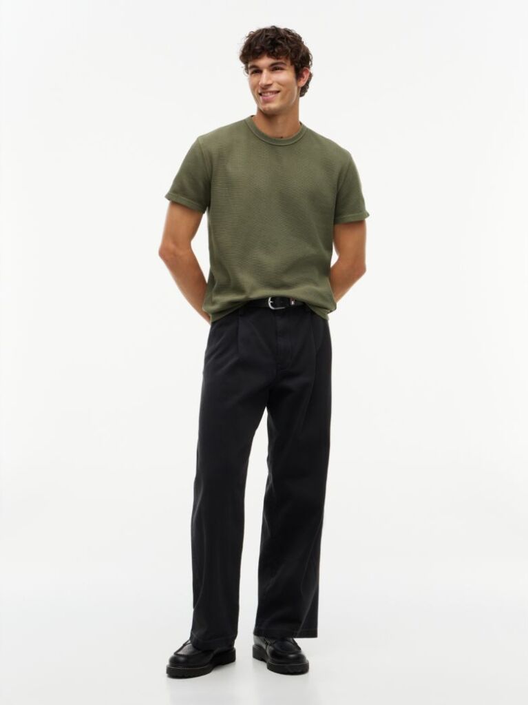 Πράσινο Ottoman T-Shirt Με Waffle Πλέξη   Άνδρες