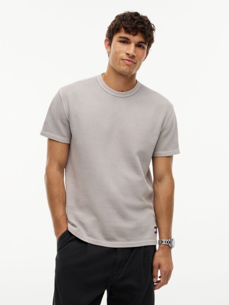 Brown Washed Ottoman Waffle Knit T-Shirt  Men