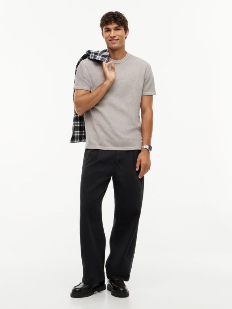 Brown Washed Ottoman Waffle Knit T-Shirt  Men
