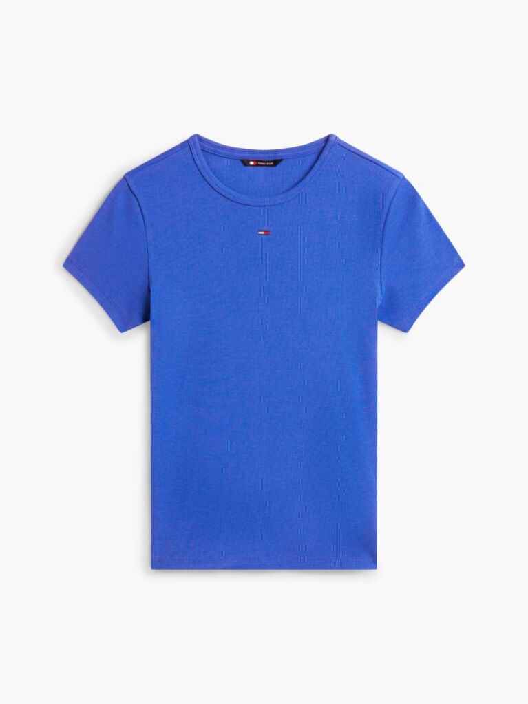 Blue Essential Slim Rib-Knit T-Shirt  Women