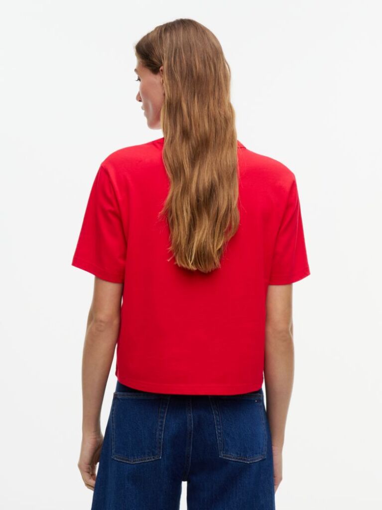 Red Boxy Badge Tee  Women