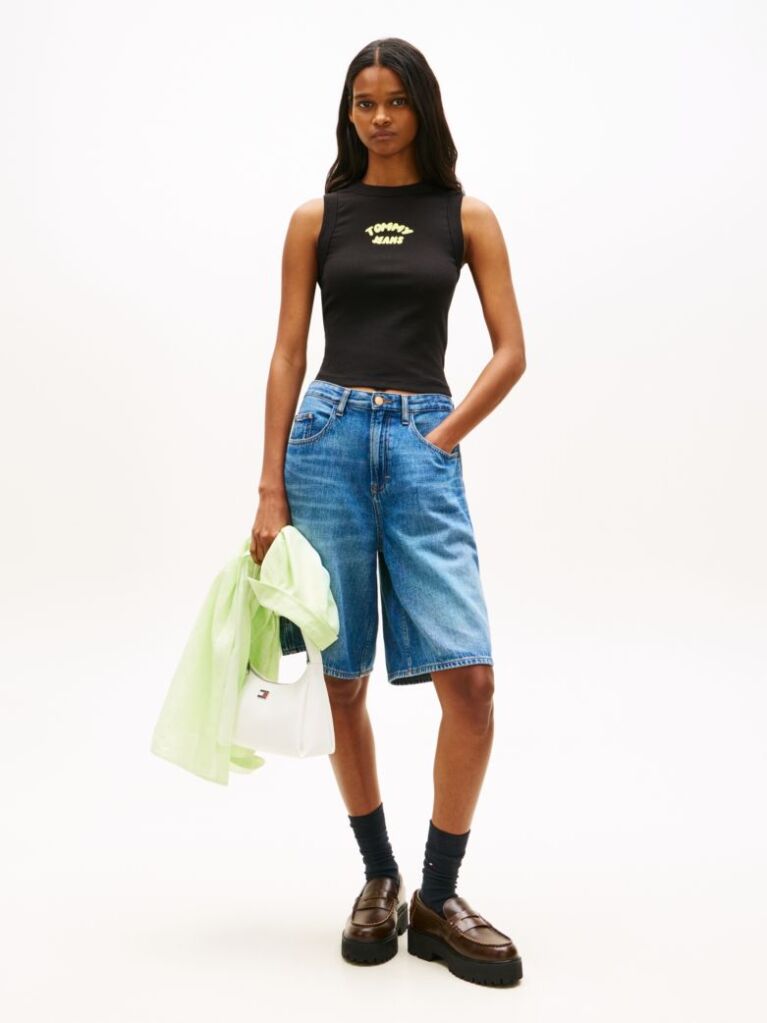 Black Bubble Logo Slim Tank Top  Women