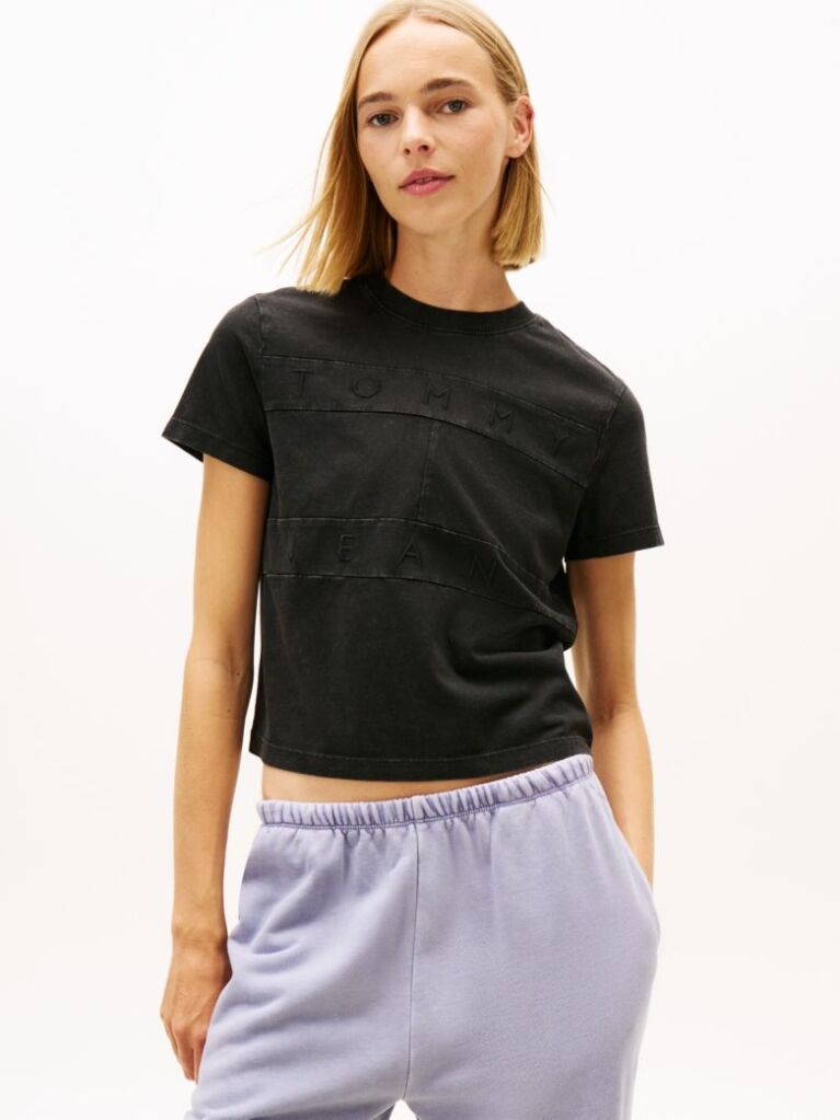 Black Tonal Logo Crew Neck T-Shirt  Women