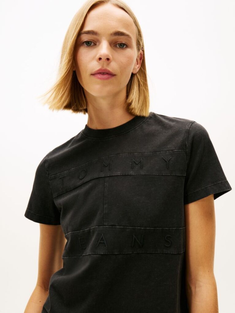 Black Tonal Logo Crew Neck T-Shirt  Women