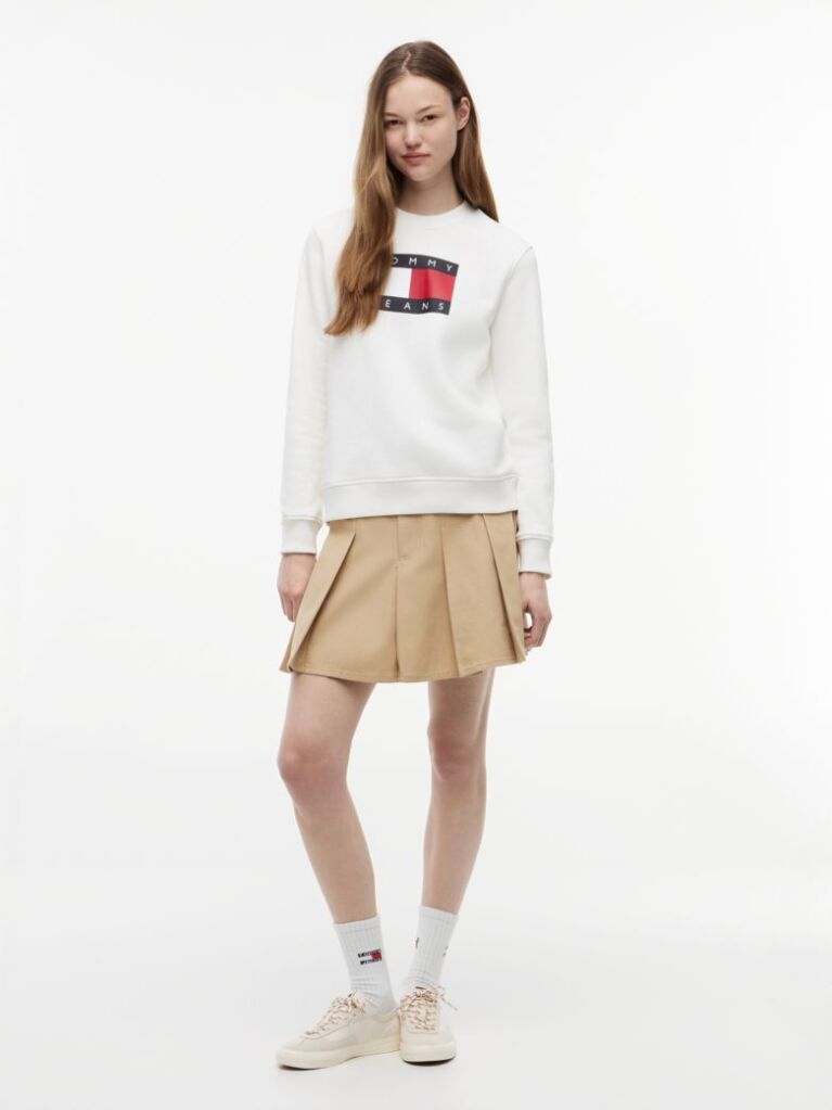 Άσπρο Tonal Φούτερ Με Tommy Σημαία  Γυναίκες