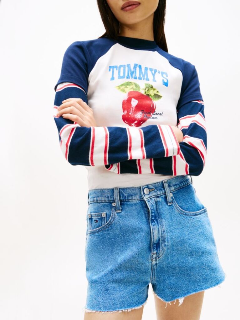 Denim Raw Hem Faded Denim Shorts  Women