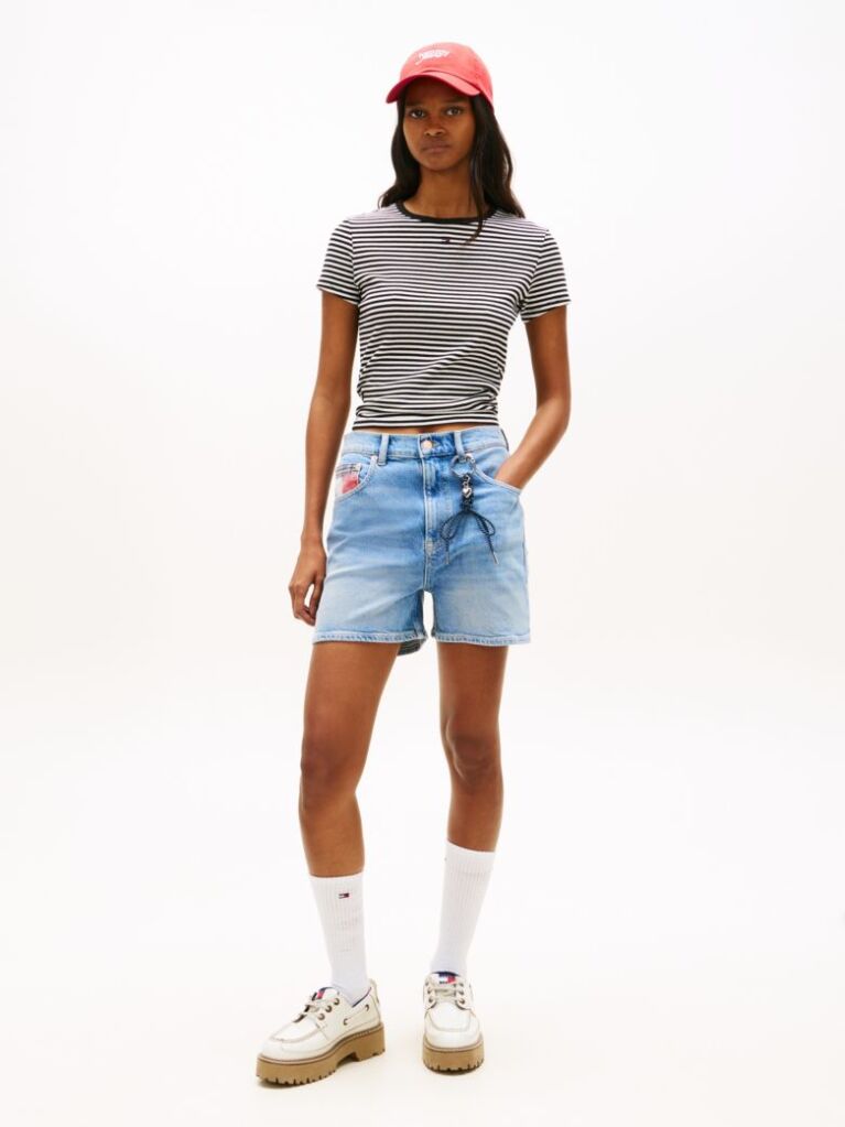 Denim Mom Denim Σορτς Με Colour-Blocked Τσέπη  Γυναίκες
