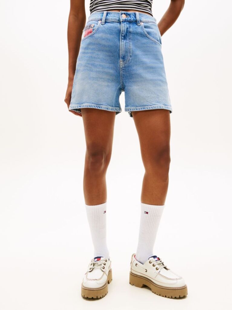 Denim Mom Denim Σορτς Με Colour-Blocked Τσέπη  Γυναίκες