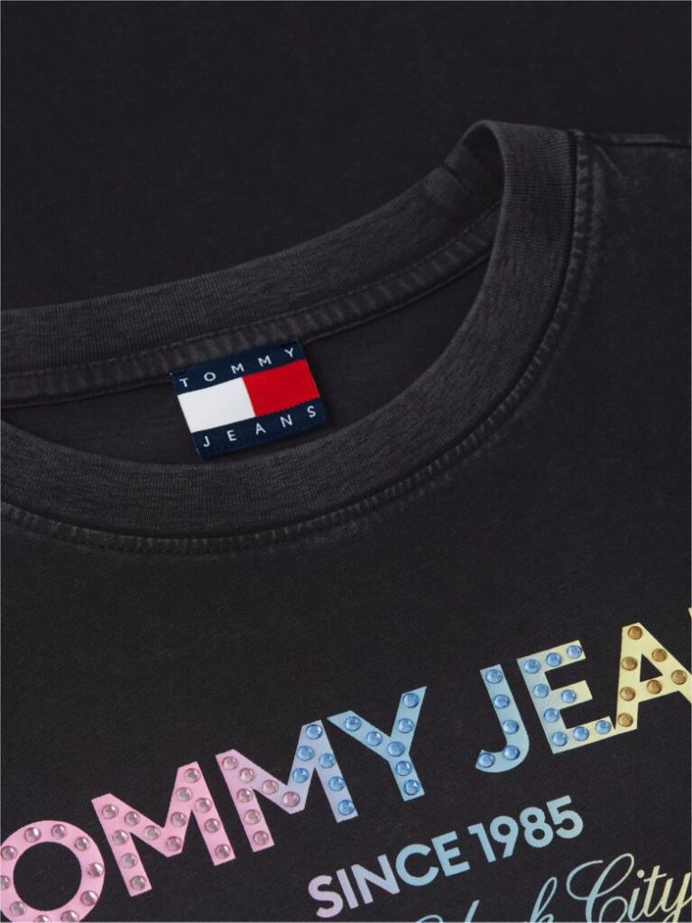 Μαύρο Oversized Βαμβακερό T-Shirt Με Ξεθωριασμένο Φινίρισμα  Γυναίκες