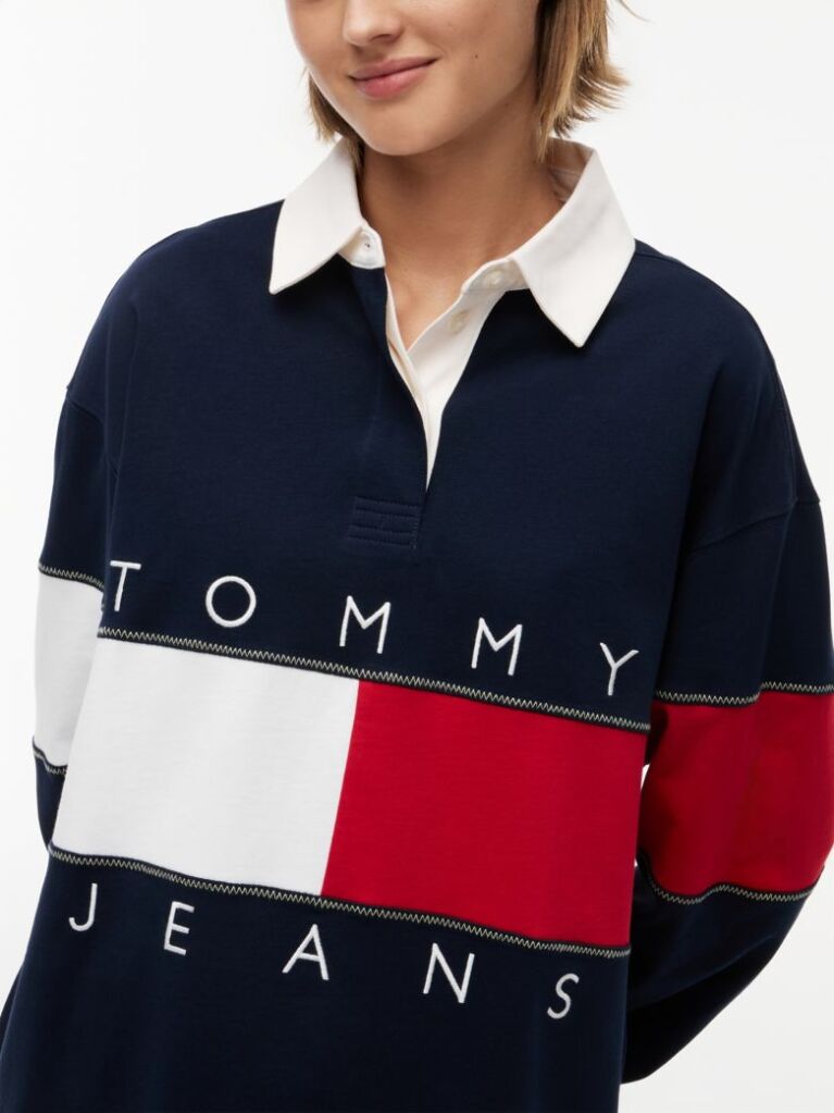 Μπλε Oversized Μπλούζα Πόλο Με Σημαία Tommy  Γυναίκες