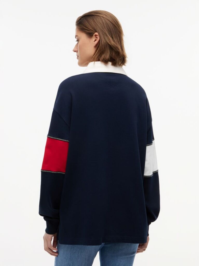 Μπλε Oversized Μπλούζα Πόλο Με Σημαία Tommy  Γυναίκες