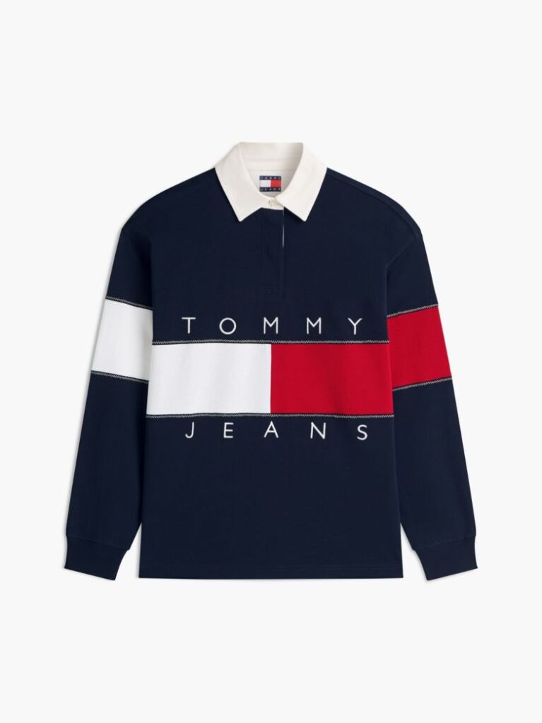 Μπλε Oversized Μπλούζα Πόλο Με Σημαία Tommy  Γυναίκες