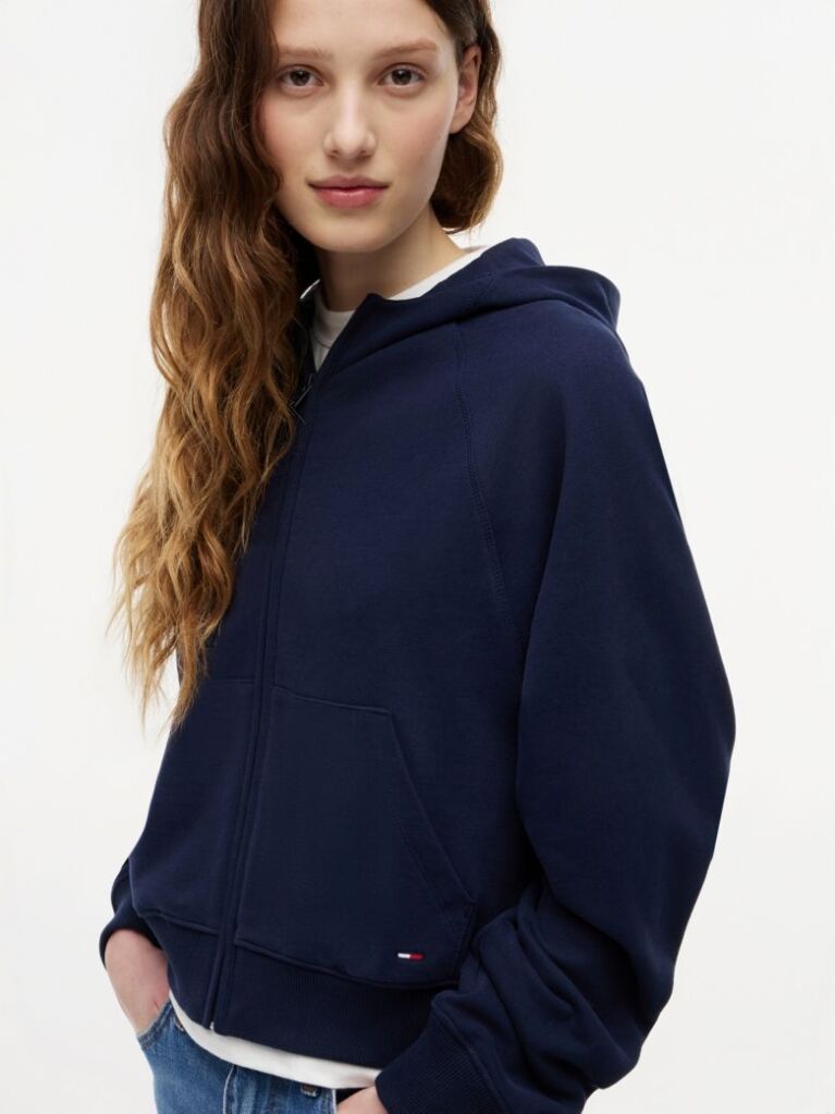 Μπλε Hoody Σε Boxy Γραμμή Με Φερμουάρ  Γυναίκες