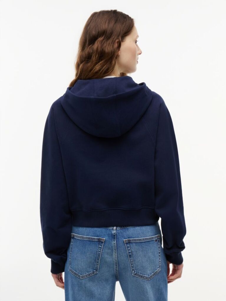 Μπλε Hoody Σε Boxy Γραμμή Με Φερμουάρ  Γυναίκες